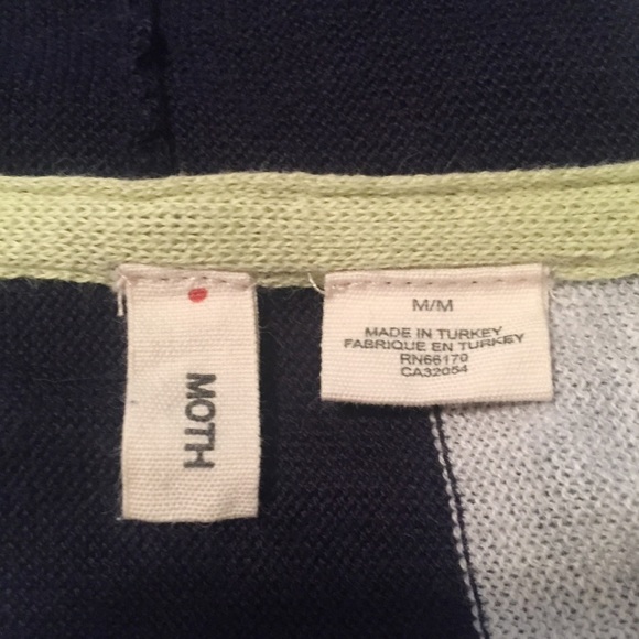 Anthropologie Moth Striped Open Front Cardigan with Tie Cotton M - Picture 4 of 13